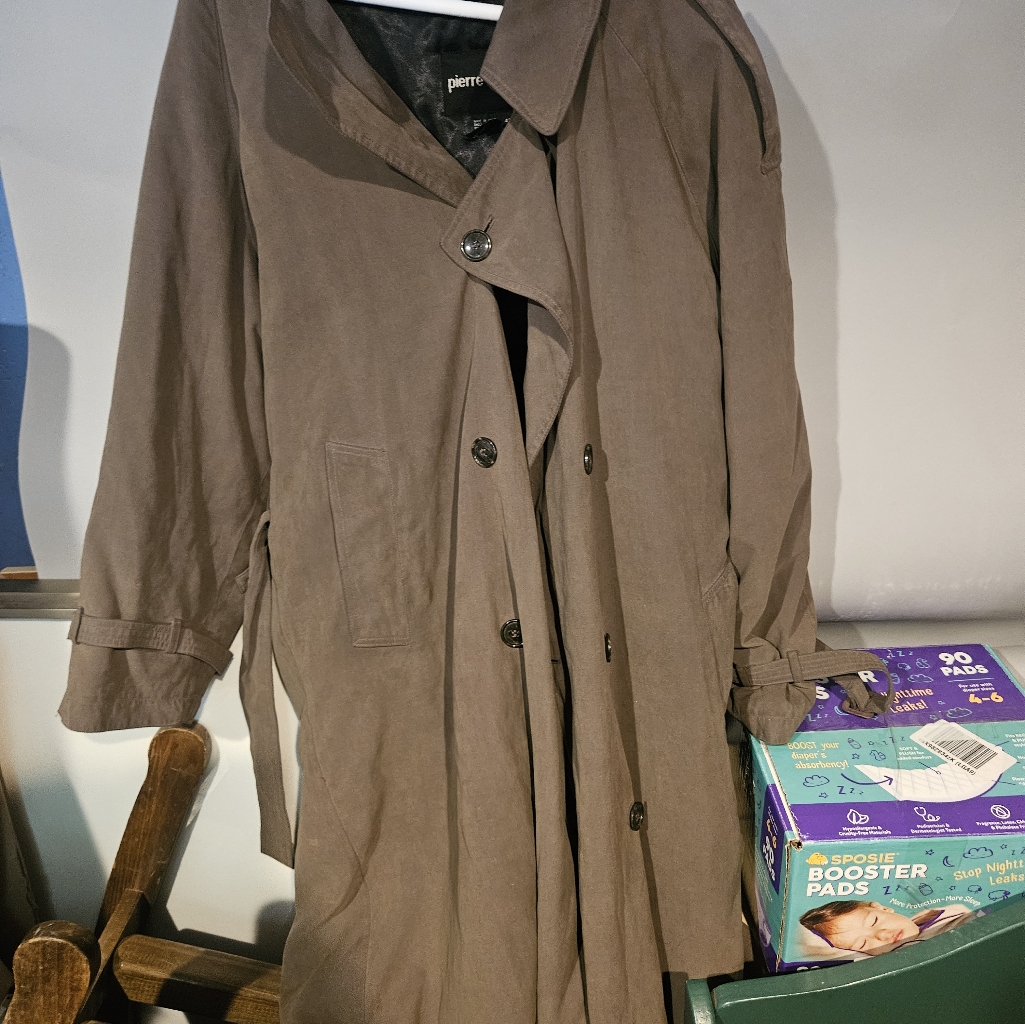 Pierre Cardin Lined Trench Coat Sz 42r Brown Belted Double Breasted Mens